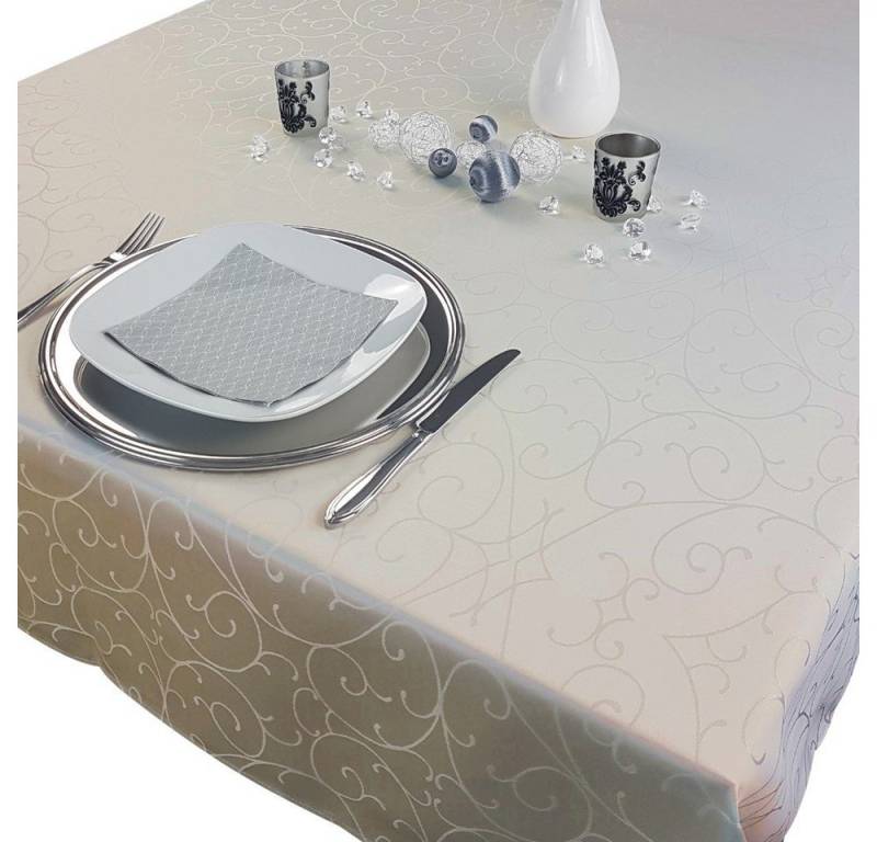 NYVI Tischdecke Tischdecke 150x250 cm elegante Tafeldecke mit edlen Ornamenten (1-tlg), Tafeltuch mit Rankenmuster schmal gesäumtes Tischtuch von NYVI