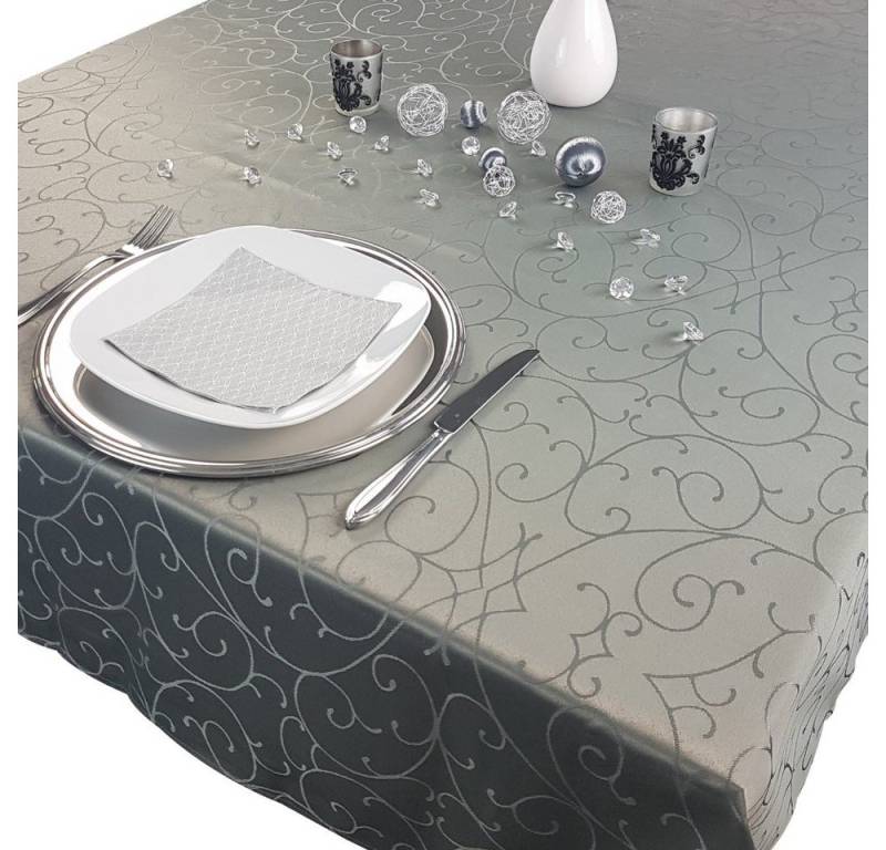 NYVI Tischdecke Tischdecke 150x250 cm elegante Tafeldecke mit edlen Ornamenten (1-tlg), Tafeltuch mit Rankenmuster schmal gesäumtes Tischtuch von NYVI