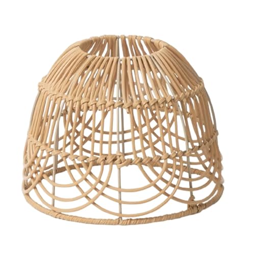 NZBZKKNBCP Gewebter Rattan-Lampenschirm, Retro-Kronleuchter-Lichtabdeckung, Decken-Pendelleuchtenabdeckung for Zuhause, Wohnzimmer, Schlafzimmer, Teehaus, Hotel Lampenschirm(Style A) von NZBZKKNBCP
