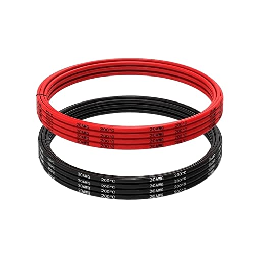NZBZMBTTVF 20. Awg. Silikondraht schwarzer und roter Verbindungsdraht strand verzinnter Kupferdraht resistent gegen hohe Temperaturen Drähte und Kabel(Red,50M_20 AWG) von NZBZMBTTVF