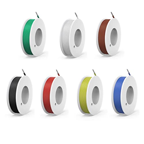 NZBZMBTTVF 22 AWG-Silikon-elektrisches Kabel-Kabel 7 Farben (8 Meter) 22 Gauge-Anschlusskabel-Kit gestrandet verzinnter Kupferdraht flexibel Drähte und Kabel von NZBZMBTTVF