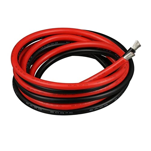 NZBZMBTTVF 8 Gauge elektrisches Kabelbatteriekabel schwarz und rot 8AWG-1650. Stränge des verzinnten Kupferdrahtes, Lot schnell durch Drähte und Kabel(Black,5M_8 AWG) von NZBZMBTTVF