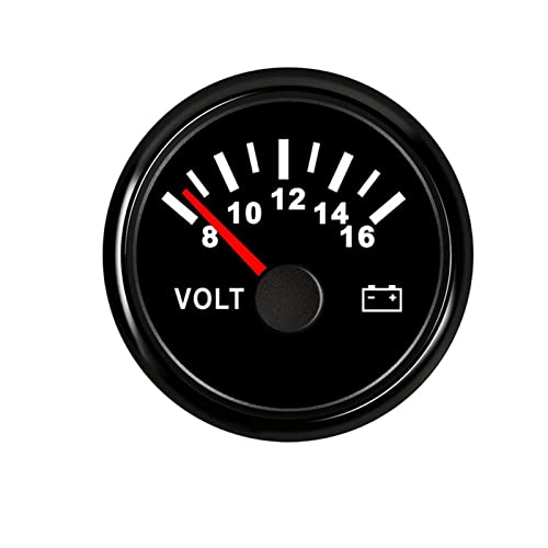 NZBZTGGKMK 52mm Marine Voltmeter Motor Auto Volt Indicator Spannungsmessgerät Volt Gauge 12 24 V for Autoboot Yacht rot LED Backlicht Kfz-Voltmeter(BN) von NZBZTGGKMK