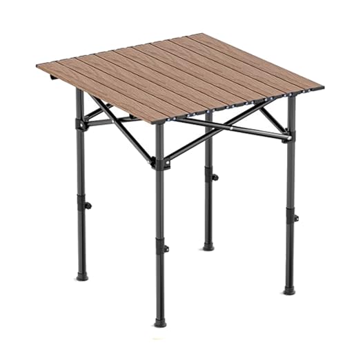NZBZTUKUWP 53 * 50 cm Großer, Tragbarer Klapptisch Für Den Außenbereich, Höhenverstellbarer Picknicktisch, Doppelt Verwendbar Für Camping Und Straßenverkauf(Wood Grain Colour) von NZBZTUKUWP