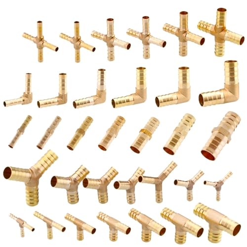 Messing TXYU Typ 4mm 6mm 8mm Splicer Fitting Schlauch Kupfer Barbed Connector Joint Koppler 1Pcs(2way-L,10mm Barb) von NZDDHXKE