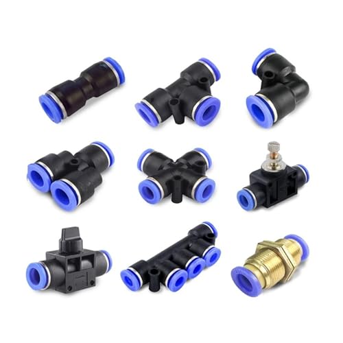 Pneumatische Fitting Tube Air Quick Fittings Wasser Push In Schlauch Kunststoff Anschlüsse PM 4 6 8 10 12mm 1Pcs(12MM) von NZDDHXKE
