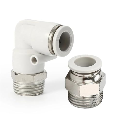 Weiß PC Gewinde Gerade PL Ellenbogen Luft Schlauch Quick Release Rohr Pneumatische Fitting 4 6 8 10 12mm 1Pcs(12-02,PC) von NZDDHXKE