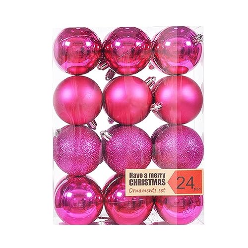 24 Stück Weihnachtskugeln Kunststoff Set, 6cm Weihnachtskugel Christbaumkugeln mit Schlüsselband, Weihnachtskugeln für Weihnachtsbaum, Hochzeit, Partys, Wohnkultur, DIY Dekoration, Wassermelone Rot von NZDFH