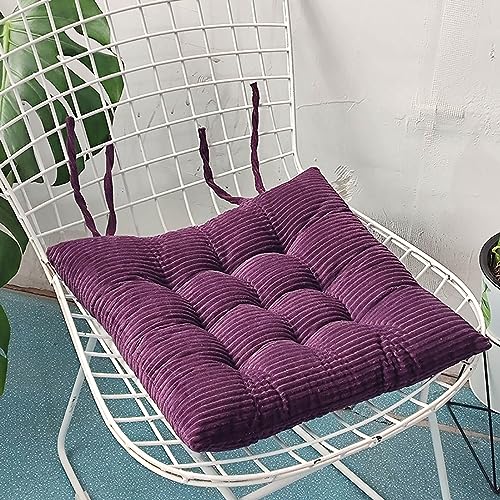 Eckig Stuhlkissen mit Bändern, Weich Sitz Auflage, Modernes Design,Elegantes Sitzkissen, rutschfest Gemütlich Stuhlkissen perfekt geeignet für Hocker, Stühle, Bänke und Fußböden, Lila, 40x40cm von NZDFH