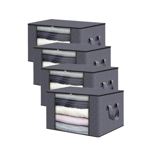 NZDFH 4 Stück Aufbewahrungstasche Aufbewahrungsbox mit Deckel Faltbare Kleideraufbewahrung, Schrank Organizer Wasserdicht Aufbewahrungstasche mit Verstärkt Griff Unterbett Aufbewahrungsbox, Grau S NZDFH 4 Stück Aufbewahrungstasche Aufbewahrungsbox mit Deckel Faltbare Kleideraufbewahrung, Schrank Organizer Wasserdicht Aufbewahrungstasche mit Verstärkt Griff Unterbett Aufbewahrungsbox, Grau S von NZDFH