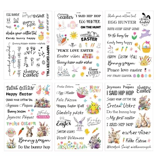 NZDFH 6 PCS Kerzentattoos Ostern, Wasserschiebefolie Kerzen Tattoofolie, Kerzenfolie Kerzentattoo Wassertransferdruck, DIY Kerzensticker Ostern, Kerzenaufkleber Sticker, Kerzen Dekorieren, D von NZDFH