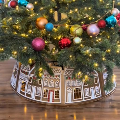 NZDFH Weihnachtsbaum Decke mit Beleuchtung 60cm Lebkuchenhaus-LED-Weihnachtsbaumdecke Weihnachtsdeko WeihnachtsbaumRock Weihnachtsbaumschmuck Christmas Decorations （ohne akku） von NZDFH