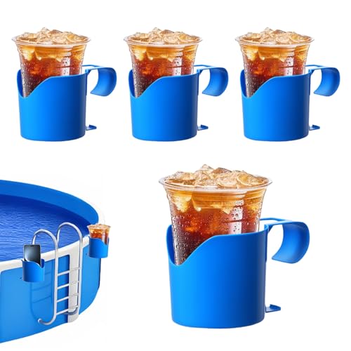 4 Stück Pool Getränkehalter Poolrand Getränkehalter Pool Becherhalter Multifunktionaler Poolside Cup Holder Poolside Dosenhalter Für Getränken, Einhängen Bierhalter Zubehör von NZHBOAM