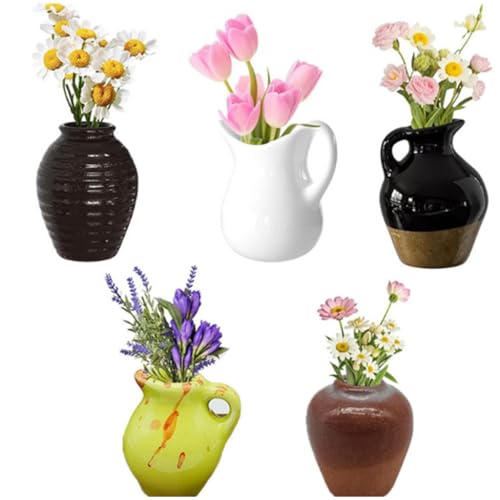 5 Stück Mini Vase Magnets, 3D Magnet Vase für KüHlschrank, KüHlschrank Magnete, Mini Vasen Deko Set, Vasen Magnetisch, Vasen KüHlschrank Magnetisch, Lustige KüHlschrank Dekoration von NZHBOAM