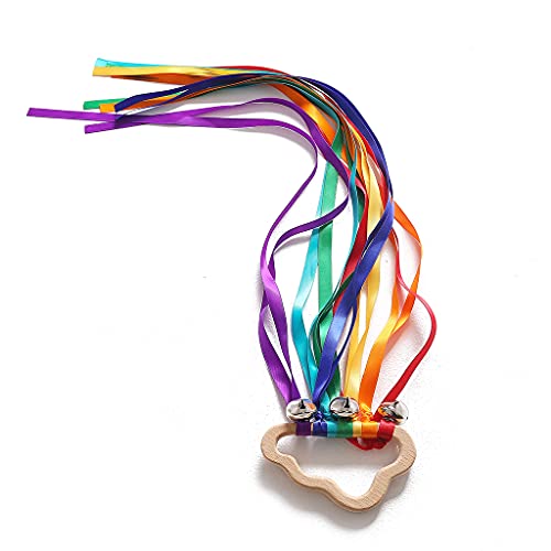 NZHBOAM Regenbogen Hand Kite Ribbon Sensorisches Spielzeug Farbenfrohe Tanz Glocken Rasseln Rasseln Rainbow Streamers Hand Kite von NZHBOAM