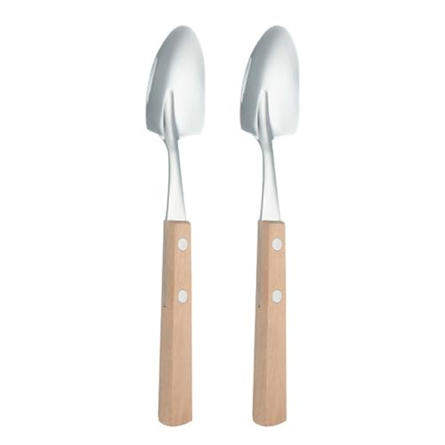 Packung Mit 2 Holzgriff Eisschaufel Löffel Edelstahl Dessert Serving Besteck Set Küchenzubehör von NZHBOAM