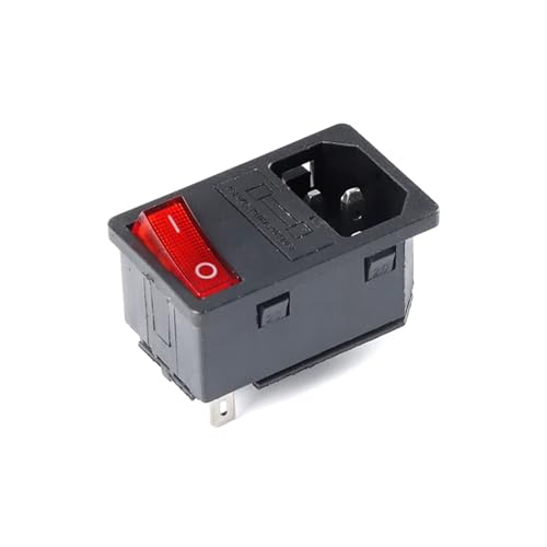 AC-01 AC-14-F16 Elektrische Steckdose 250V Rocker Schalter Messing 10A Einlass Stecker Stecker Computer Montieren Outlet Mit Sicherung 1pcs (Color : AC-14-F19 KCD3) von NZNGUSHA