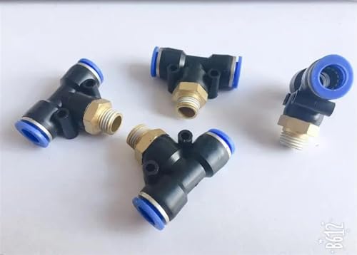 2-teilige pneumatische Komponenten PB10-01 PB10-02 PB10-03 PB10-04 T-Typ-Gewinde Dreiwege-Schnelleinführung pneumatische Rohrverbindung(PB10-01) von NZNGUSHA