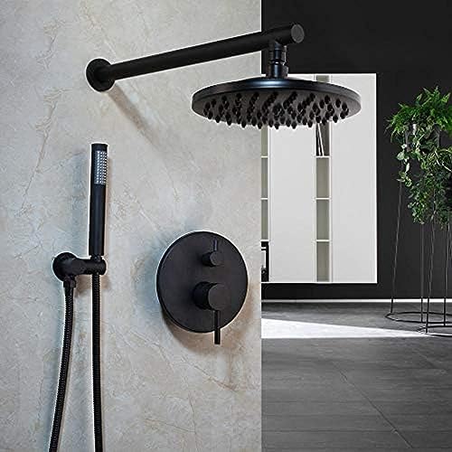 Dusche, 8 Zoll schwarz rund moderne Regendusche Wandmontage Badezimmer Dusche Wasserhahn Sets Duschkopf & Handbrause Sets von NZPOST