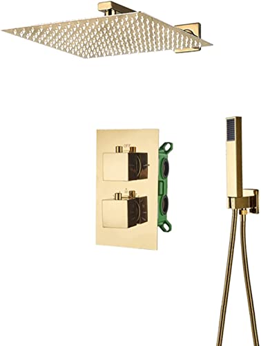 Dusche Unterputz-Thermostat-Duschmischer-Set Wandmontiertes Duscharmatur-Set mit Handbrause und Regenduschkopf Dusche Unterputz-Thermostat-Duschmischer-Set Wandmontiertes Duscharmatur-Set mit Handbrause und Regenduschkopf von NZPOST