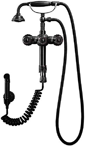 Duschhahn-Set, Vintage-Messing-Dusche inklusive Regenduschkopf, Bidet-Handbrause und Ausgusshahn, Regendusche von NZPOST