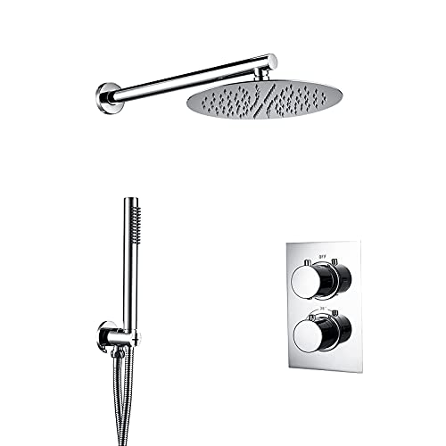 Duschset Thermostatdusche Verdecktes Duscharmatur-Set mit Handbrause und rundem Regenduschkopf Duschkamm Duschset Thermostatdusche Verdecktes Duscharmatur-Set mit Handbrause und rundem Regenduschkopf Duschkamm von NZPOST