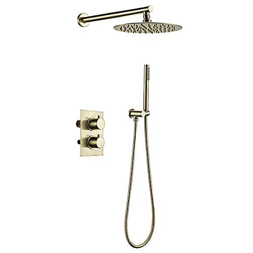 Duschset Thermostatdusche Verdecktes Duscharmatur-Set mit Handbrause und rundem Regenduschkopf Duschkamm Duschset Thermostatdusche Verdecktes Duscharmatur-Set mit Handbrause und rundem Regenduschkopf Duschkamm von NZPOST