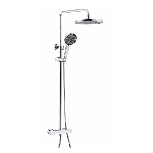 Duschsets, Thermostatdusche Intelligentes Badezimmer-Duschset aus Messing mit 2 Funktionen, runder Duschkopf, Handbrause S von NZPOST