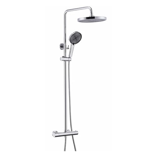Duschsets, Thermostatdusche Intelligentes Badezimmer-Duschset aus Messing mit 2 Funktionen, runder Duschkopf, Handbrause S von NZPOST