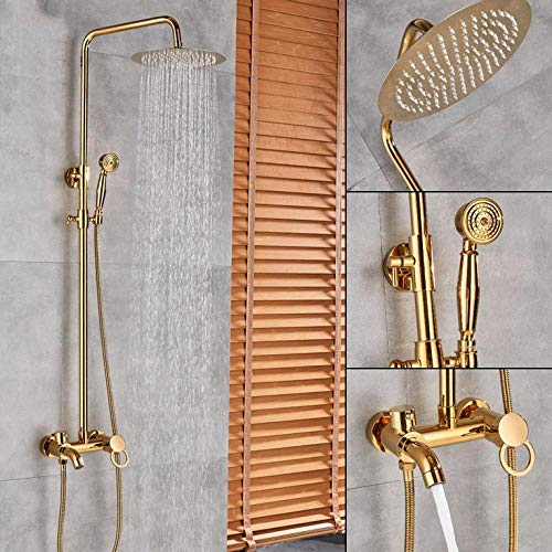 Golden Shower Set Wasserhahn Einhebel 3-Wege 8" Regendusche Mischbatterie mit Handbrause Wasserfallauslauf Badewanne Dusche von NZPOST