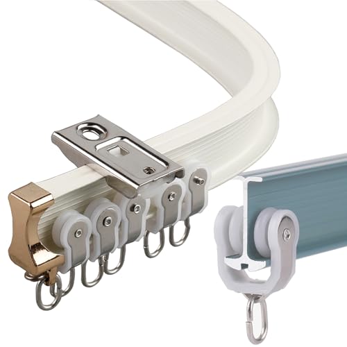 NZPOST Flexible Deckenvorhangschiene - Biegbare und gerade Hochleistungs-Gardinenstange aus Aluminium mit geräuschloser Rolle für einen reibungslosen Ablauf - f von NZPOST