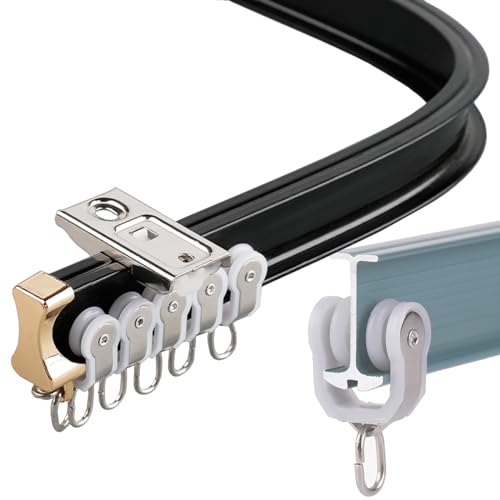NZPOST Flexible Deckenvorhangschiene - Biegbare und gerade Hochleistungs-Gardinenstange aus Aluminium mit geräuschloser Rolle für einen reibungslosen Ablauf - f von NZPOST