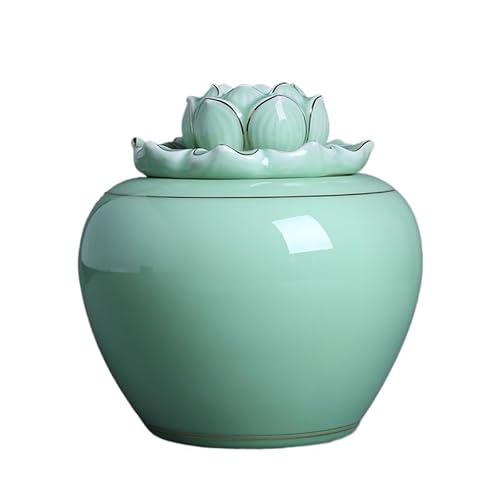 NZPOST Tee-Vorratsglas Keramik Teedose Lotus Abdeckung Vorratsbehälter Versiegeltes Glas Teebox Teebehälter Desktop Organizer Dekorativ von NZPOST