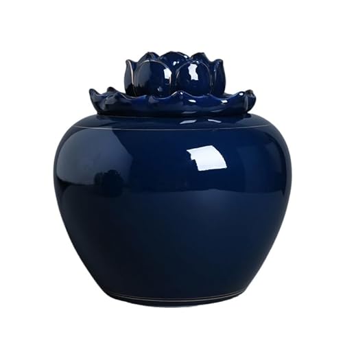 NZPOST Tee-Vorratsglas Keramik Teedose Lotus Abdeckung Vorratsbehälter Versiegeltes Glas Teebox Teebehälter Desktop Organizer Dekorativ von NZPOST