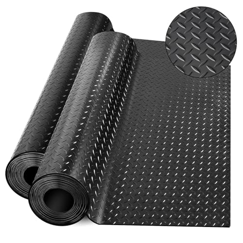 NZQXJXZ Gummimatte 650 x 41cm Dicke Strapazierfähige Bodenmatte, PVC-Garagenbodenrolle für Garagenboden, Wohnmobil-Anhängerboden, Wasser-/schmutzabweisende Parkmatte, Schwarz (1 Stück) von NZQXJXZ