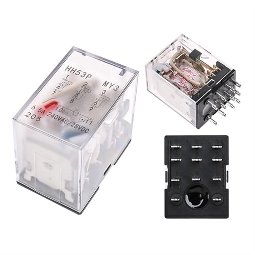 11 Pins Mini-Relais DC5V DC12V DC24V AC110V AC220V HH53P 5A Miniatur-elektromagnetisches Allzweckrelais 1 Stück(DC24V) von NZTZEEBZ