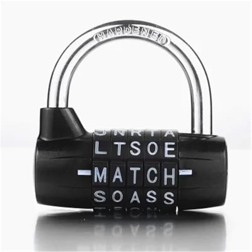 5 Buchstaben Kombination Vorhängeschloss Aus Zinklegierung Code Passwort Schloss Tür Schrank Motorrad Student Locker 1 Stück(Black) von NZTZEEBZ