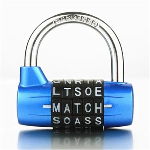 5 Buchstaben Kombination Vorhängeschloss Aus Zinklegierung Code Passwort Schloss Tür Schrank Motorrad Student Locker 1 Stück(Blue) von NZTZEEBZ