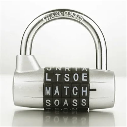 5 Buchstaben Kombination Vorhängeschloss Aus Zinklegierung Code Passwort Schloss Tür Schrank Motorrad Student Locker 1 Stück(Silver) von NZTZEEBZ