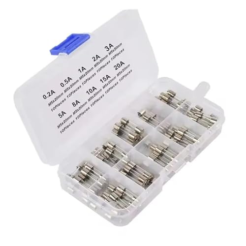 5x20mm Flinke Glasrohrsicherung Assorted Kit Amp 0,2A-20A 250V Mit Aufbewahrungsbox 100Pcs von NZTZEEBZ