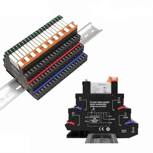 6,2 mm dickes Din-Schienen-Relaismodul 6 A 1NO1NC 12 V Relais 24 V 48 V 110 V 230 V 1 Stück(Green 24VACDC) von NZTZEEBZ
