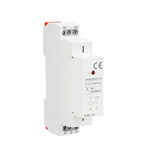 DIN-Schienentyp GR8 AC DC 12 V 24 V 48 V Schaltrelais Zwischenrelais Hilfsrelais 8 A 16 A ROHS-geprüft 1 Stück(ACDC48V,GR8-116) von NZTZEEBZ