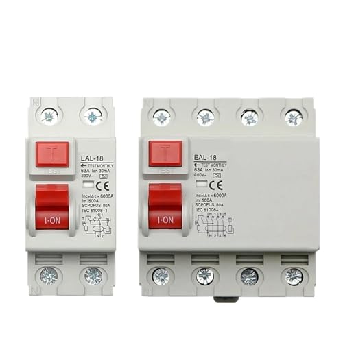 EAL-18 2P 4P 10/30mA Typ A RCCB RCD ELCB Elektromagnetischer Fehlerstromschutzschalter Differentialschalter Sicherheitsschalter 1St(10mA,2P 63A) von NZTZEEBZ