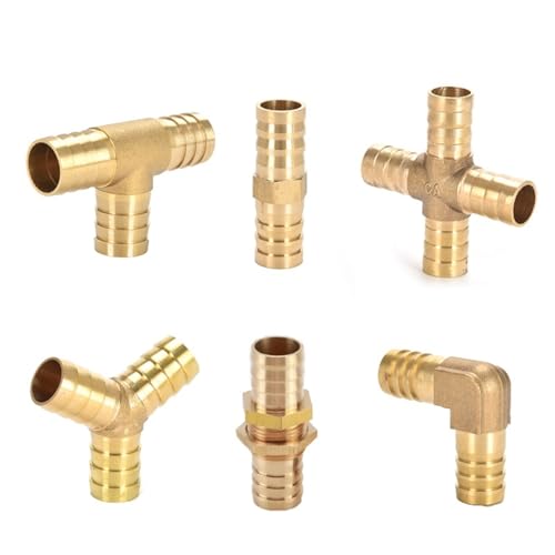 Fittings Connector Kupfer Pagode Luft Kraftstoff Wasser Rohr Messing Barb Rohr Fitting Stacheldraht Joint Koppler Adapter 1Pcs(10pcs-T-3-way,6MM-8MM_OTHER) von NZTZEEBZ
