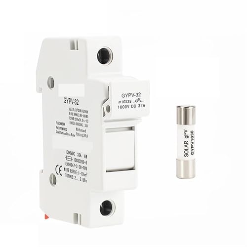GYPV-32 1P Solar-PV-Sicherungshalter Geeignet for 10 * 38mm PV-Sicherung Sicherungseinsatz for Sonnenschutz 1000V DC 10A 20A 30A 1St(15A Fuse with Holder) von NZTZEEBZ