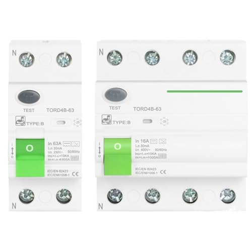 RCD RCCB Typ B Fehlerstromschutzschalter 2P 4P AC 40a 63a 30ma 100ma 300ma 10KA Din-schiene 230V 1Stk(63A,4 Pole 30 mA) von NZTZEEBZ