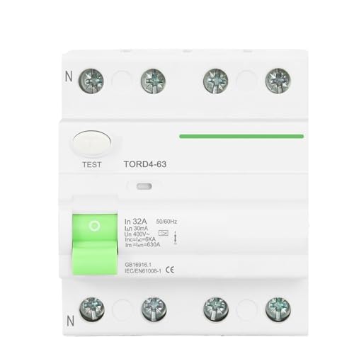 TORD4-63 Typ A RCCB Elektromagnetischer Fehlerstromschutzschalter A ELCB 4 Pole 16A 25A 40A 63A RCD 30mA 100mA 300mA 6KA 1St(4 Pole 30mA,6A) von NZTZEEBZ