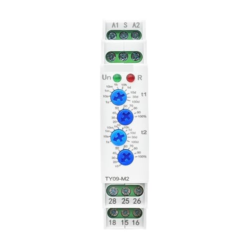 TY09-M1 M2 Zyklische Verzögerung Timer Relais Schalter SPDT 220V 16A AC/DC12V-240V 50/60Hz 0,1 s-100 Tage 2SPDT Din-schiene 1St(TY09-M2 AC230V) von NZTZEEBZ
