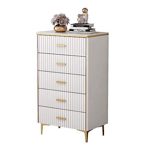 NZVCQVPU 5-Drawer Chest of Drawers - White Tall Dresser with Metal Legs & Handle - Modern Rock Slate Living Room Storage Solution - Stylish Bedroom Furniture. NZVCQVPU 5-Drawer Chest of Drawers - White Tall Dresser with Metal Legs & Handle - Modern Rock Slate Living Room Storage Solution - Stylish Bedroom Furniture. von NZVCQVPU