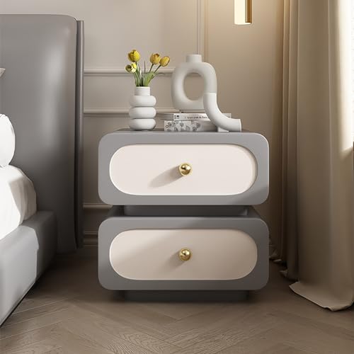 NZVCQVPU Modern Minimalist Solid Wood Bedside Table - White Bedroom Nightstand with Storage Drawers Wooden Chest of Drawers Stylish Side Table Cabinet for Bedroom Storage von NZVCQVPU
